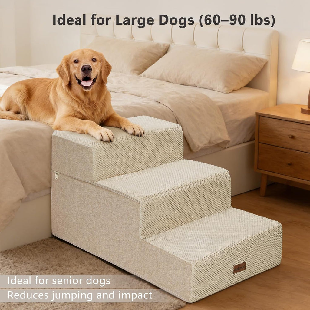 Dog Stairs for Large Dogs 18" H, Extra Wide Pet Steps for Couches & Beds
