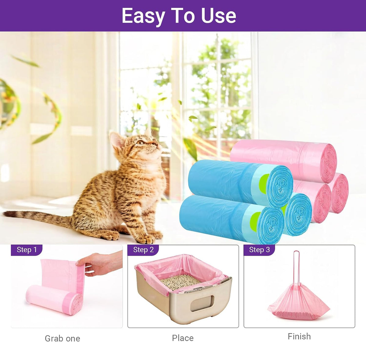 Cat Litter Box Liners 120 count Bags Compatible with Fsitego and Fumoi