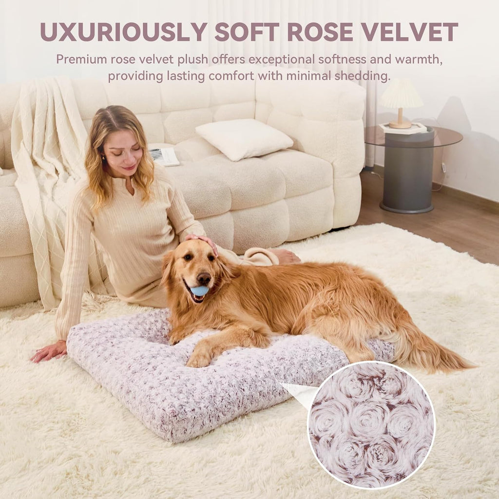 Medium Dog Crate Bed Mat, Washable Plush Pad for Medium Breeds
