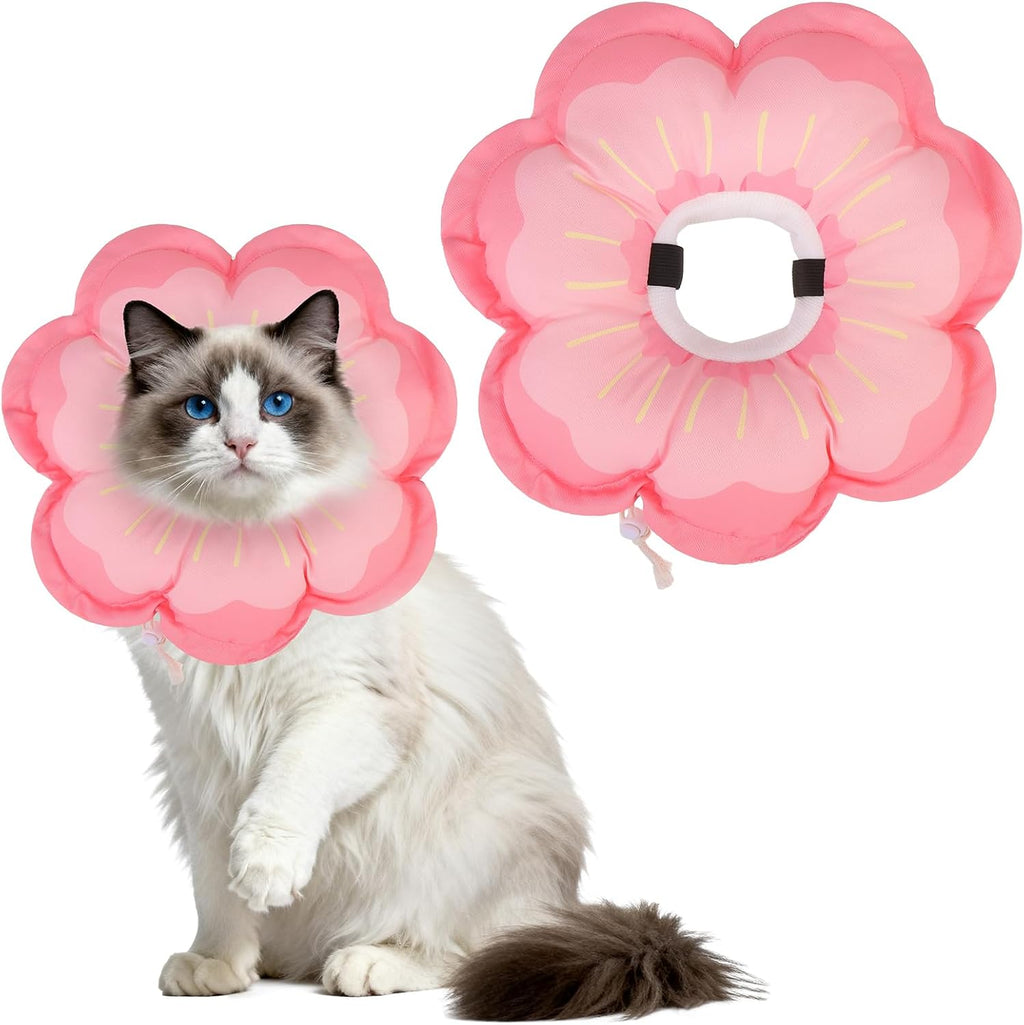 EXPAWLORER Cat Cone Collar Soft, Cat E Collar Recovery After Surgery to Stop Licking, Adjustable Waterproof Cute Neck Elizabethan Pet Kitten Puppy Donut Pillow for Cats Puppy Wound Healing, PinkL