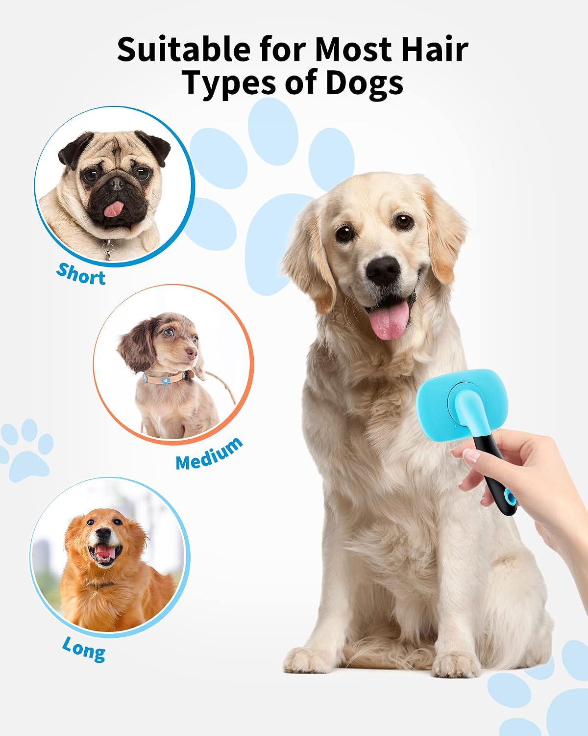 Glendan Dog & Cat Brush- Slicker Pet Brush- Shedding Grooming Tools (Blue)