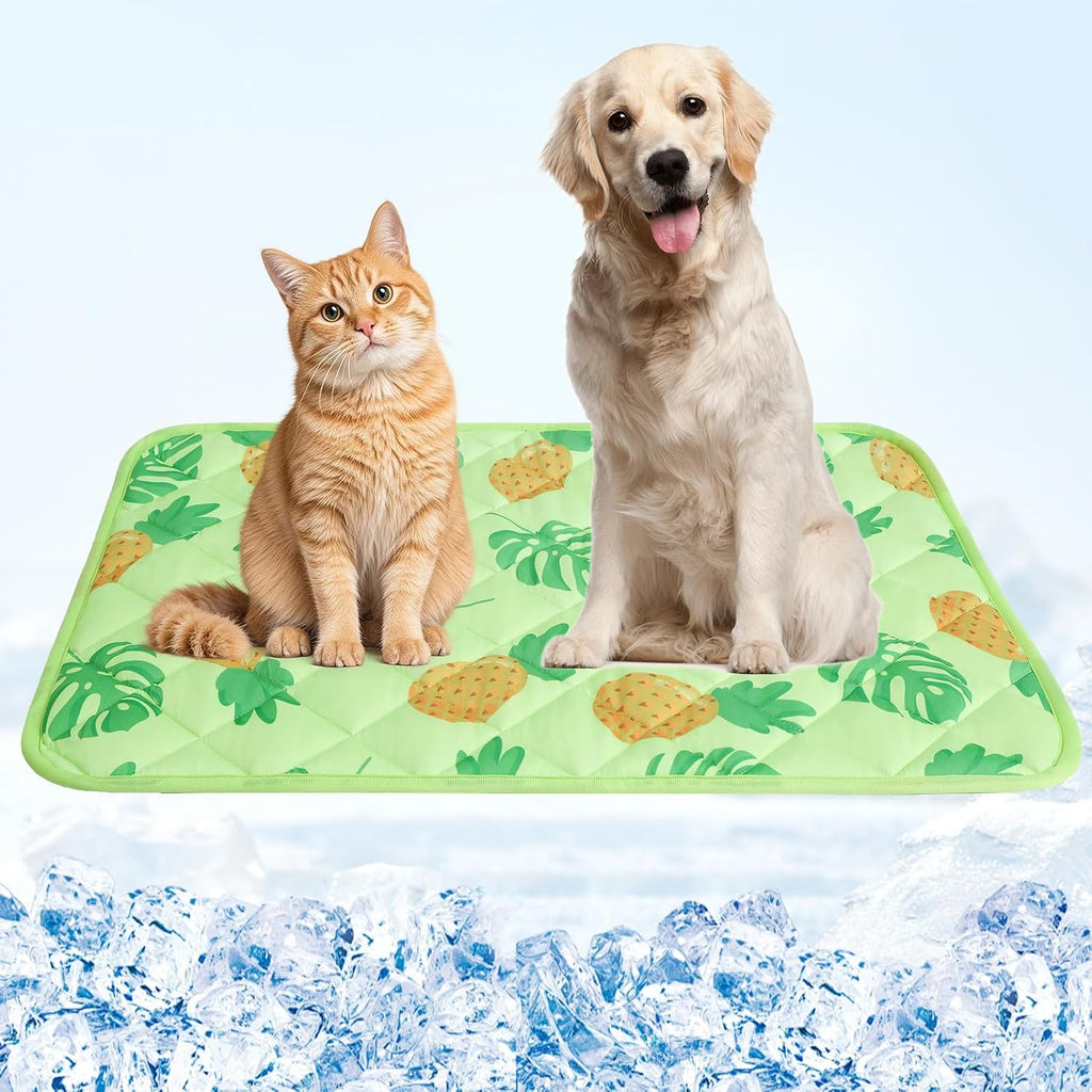 Homimp Dog Cooling Mat,27.5"x38.5" Thicken Self-Cooling Mat for Dog Large,Internal Waterproof & Endothermic,Washable Pet Ice Cool Pad Blanket,Pet Sleeping Pad for Indoor Outdoor in Summer, Green L
