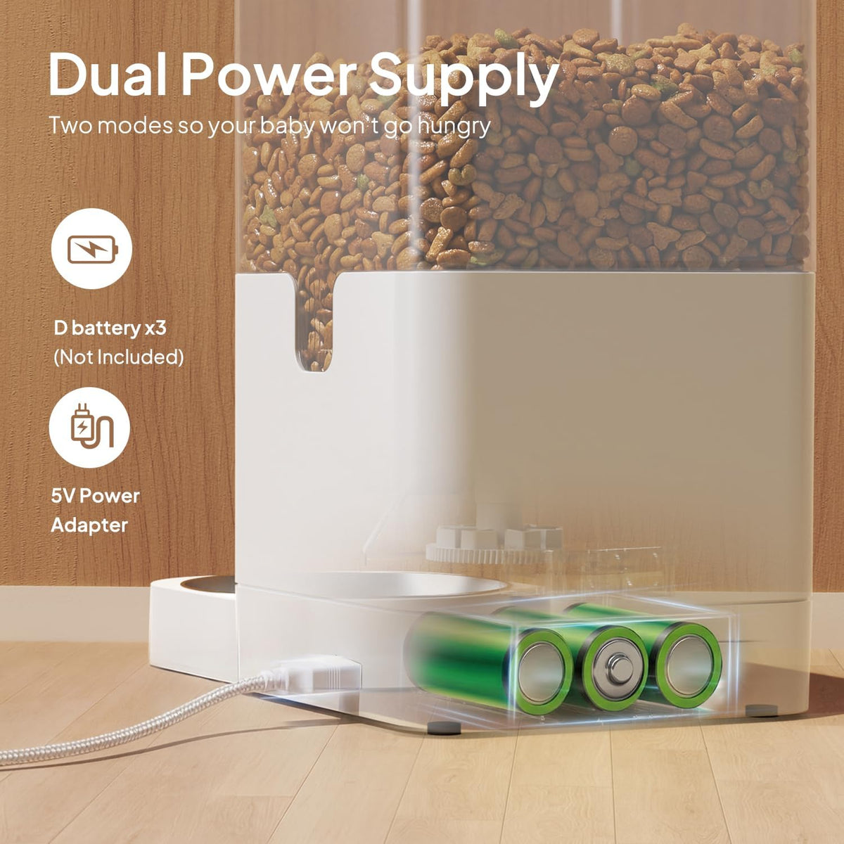 VOLUAS Automatic Cat Feeder, 4L Timed Dry Food Dispenser for Cats & Dogs