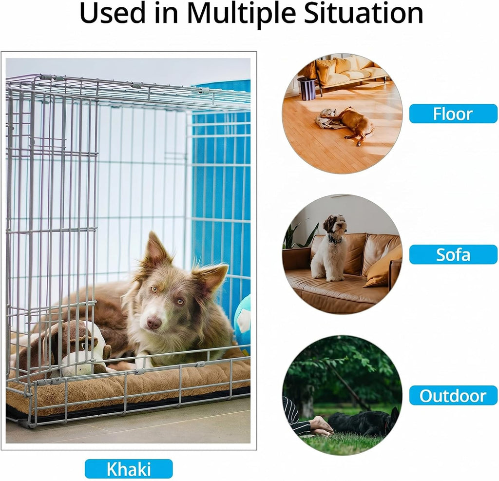 Dog Crate Pad Washable Dog Bed for Crate Medium Cozy Mat 30-Inch Camel