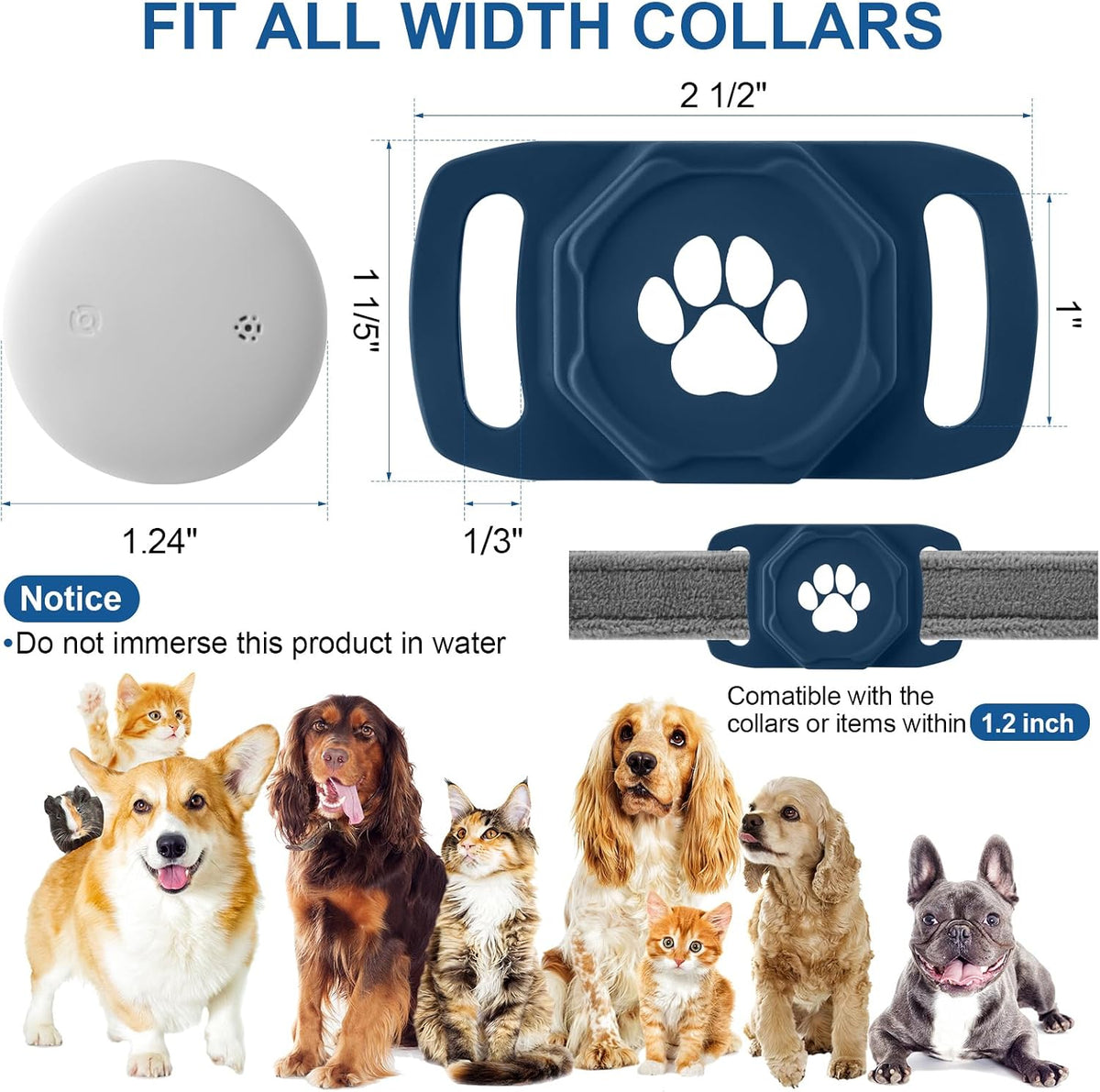 Smart Pet Tracker for Collar - Dog Tracker Pet Location Tracker with Holder