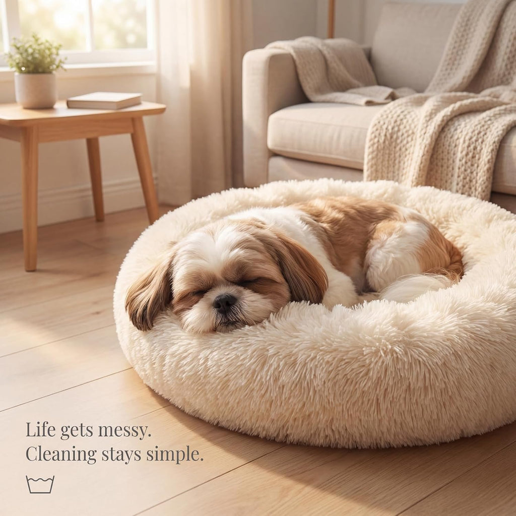 nononfish Dog Bed for Small Dogs,Calming Donut Plush Pet Bed