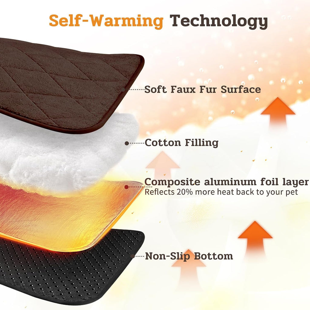 NWK Self Warming Thermal Pet Mat for Dogs and Cats (Coffee Brown, Large)