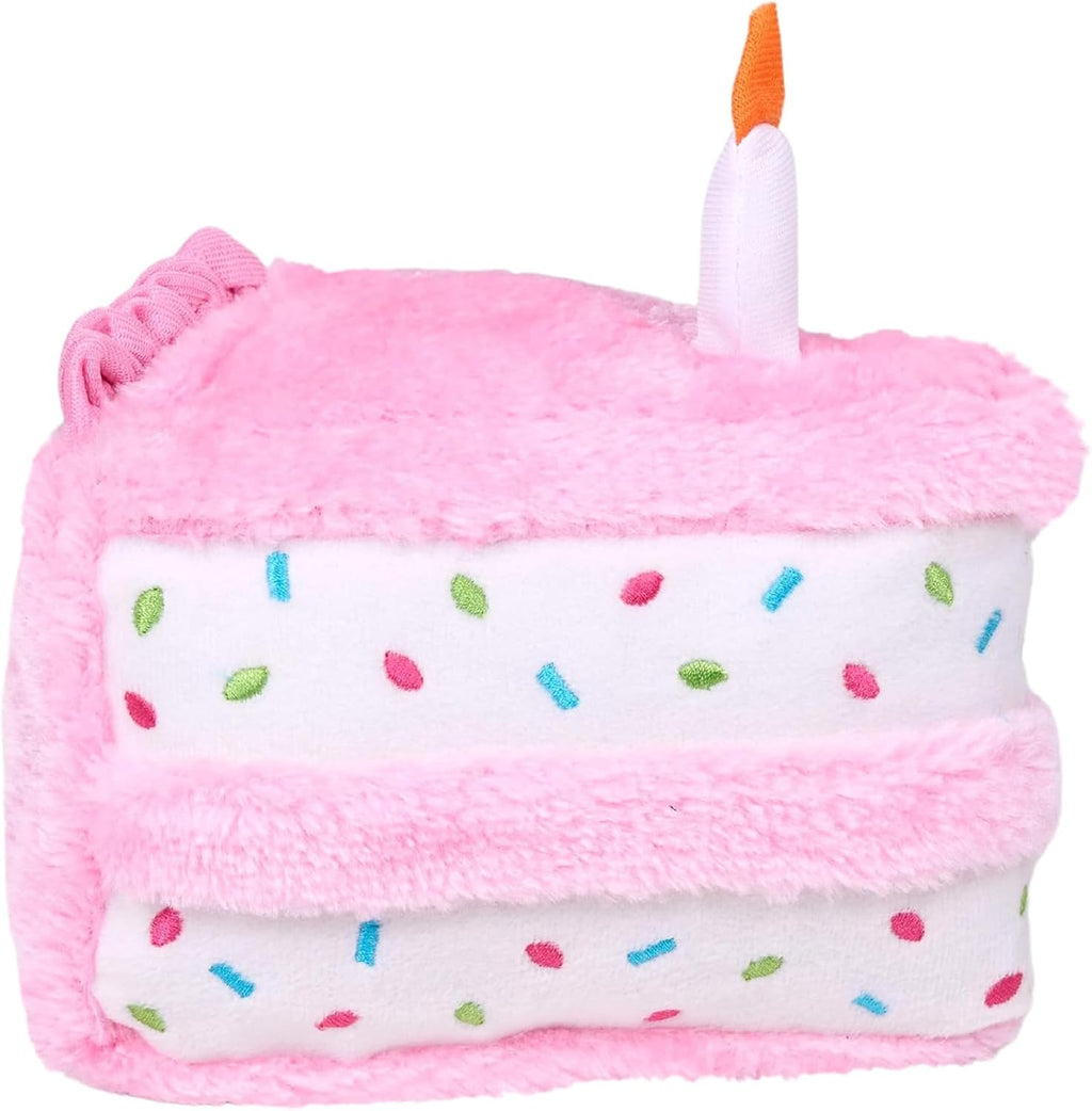 ZippyPaws Birthday Cake Dog Squeaky Toys to Keep Them Busy - Pink | Funny Food Plush for Small, Medium & Large Dogs, Cute Stuffed Puppy Toy, Pet Products, for Dogs of All Breeds, Soft & Cuddly