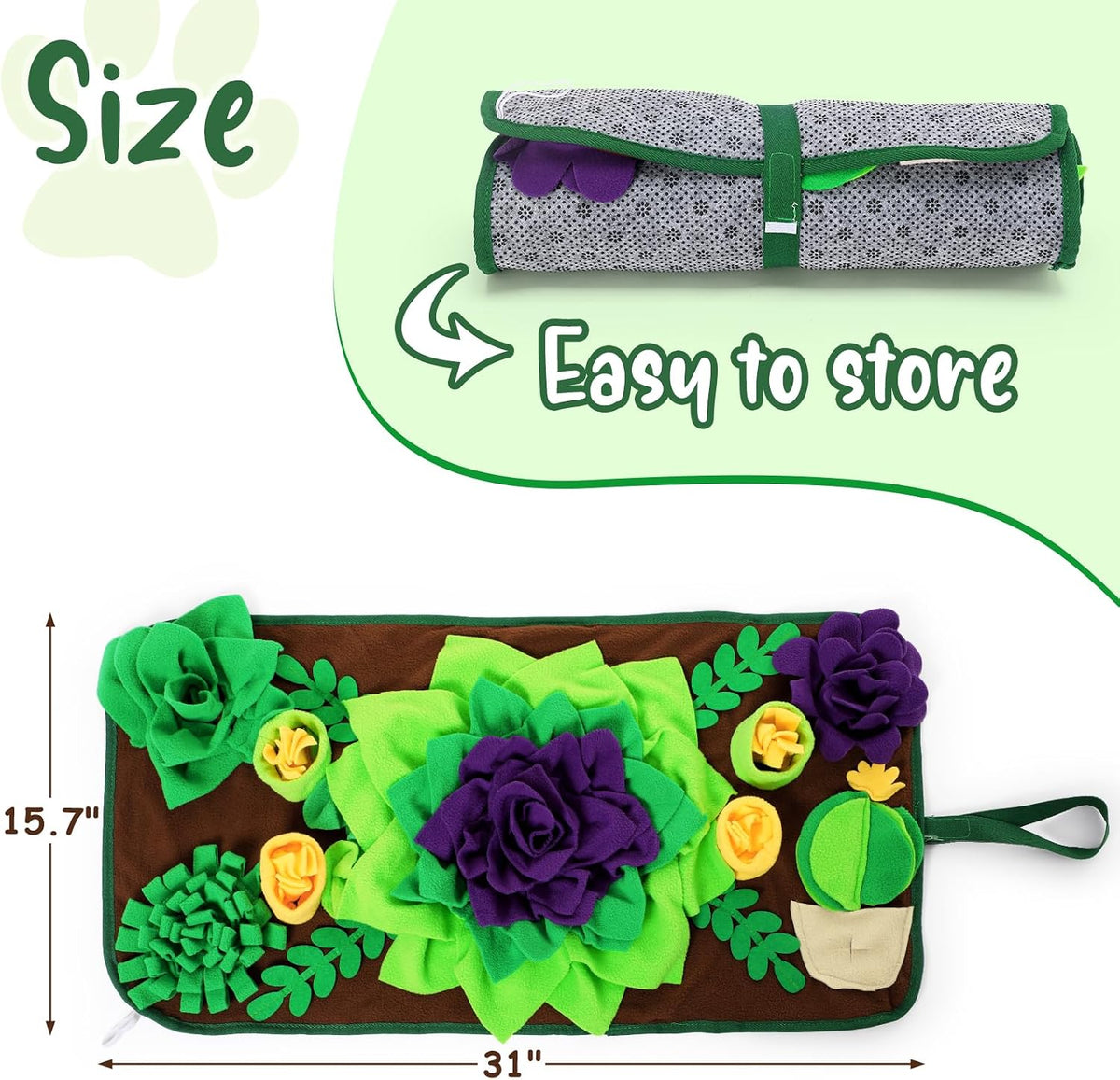 CiyvoLyeen Snuffle Mat for Small & Medium Dogs and Cats, 30.7''x 15.7'' Dog Feeder Puzzle Enrichment Game, Slow Eating Feeding Mat, Foraging Mat for Rabbit, Pig, Stress Relief Puppy Gift for Pet Lover