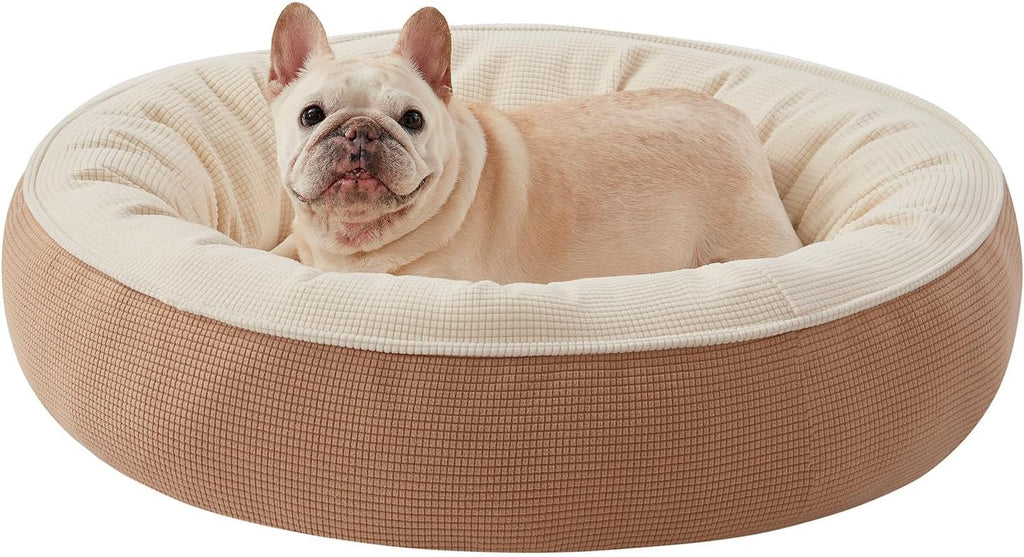 30 inches Soft Touch Fleece Donut Dog Bed for Medium Dogs,Brown