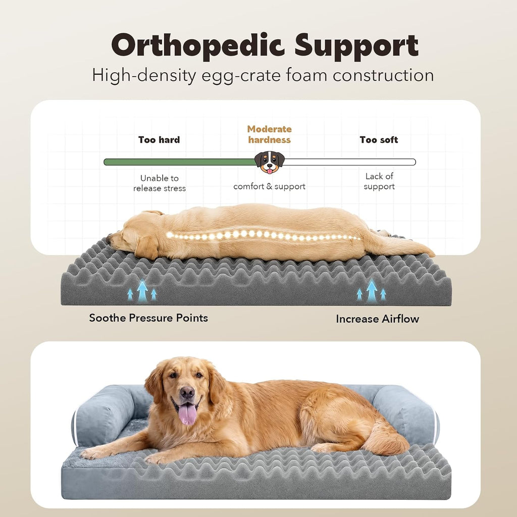 MEKIY Orthopedic Waterproof Jumbo Dog Bed with Bolster for Extra Large Dogs