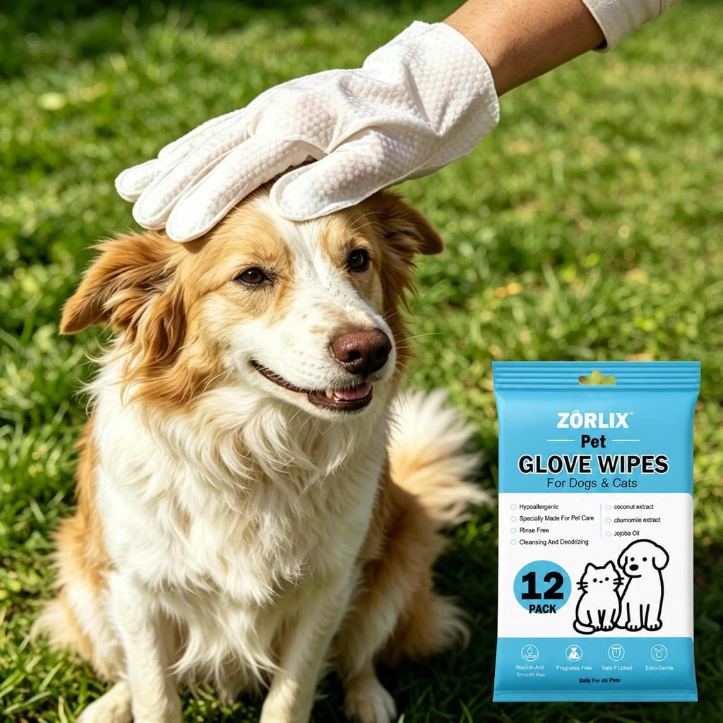 60Pcs Hypoallergenic Pet Glove Wipes for Dogs & Cats