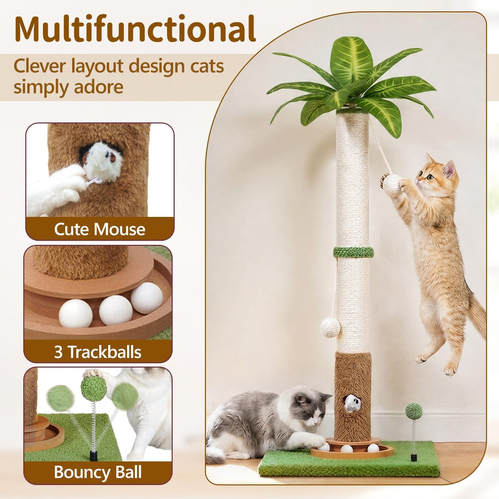 35" Tall Palm Tree Cat Scratching Post Vertical for Indoor Cats