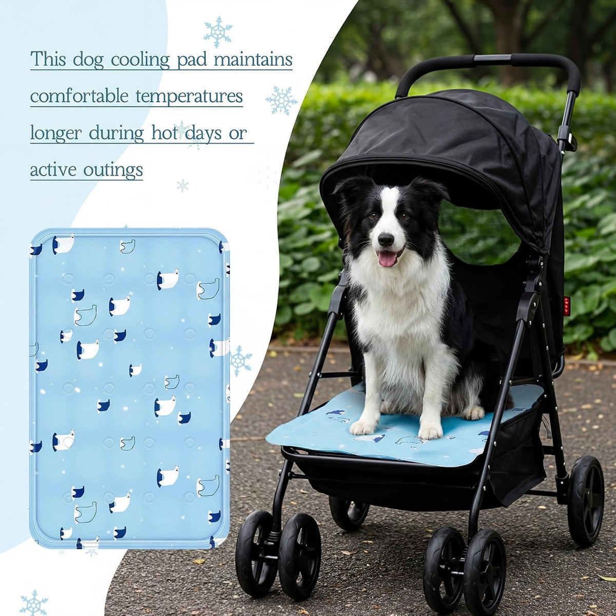 Nuanchu Pet Cooling Mat, Sky Blue Bear, 23.62 x 35.43 Inches, 1 Pcs