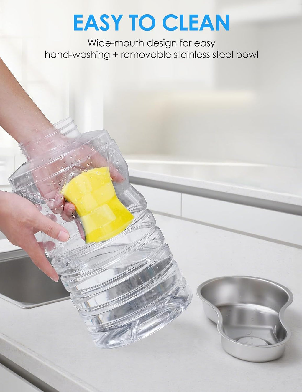 Heouvo 2.1 Gal Gravity Dog Water Dispenser, Wide-Mouth, 3 Filters, White