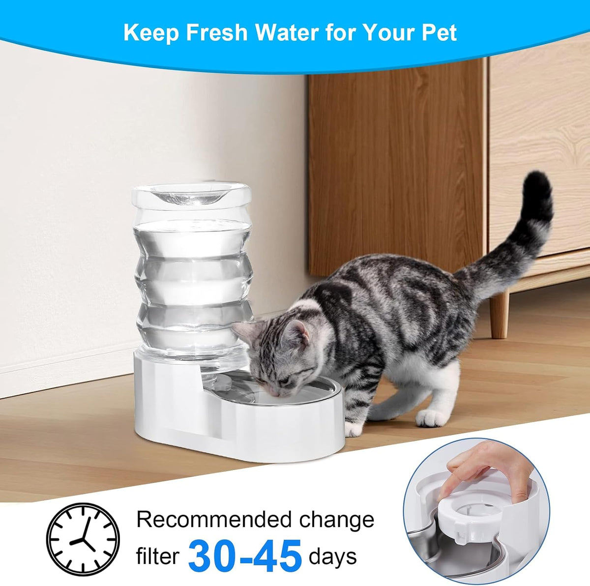 8-Pack Replacement Filters for 3L/3.6L/4.6L/6L/8L Gravity Water Dispenser Replacement Filter-Triple Filtration Pet Fountain Filter, Dog Water Feeder Filter