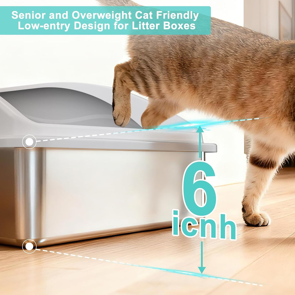 AIPERRO Stainless Steel Litter Box Extra Large for Big Cats and Multi-Cats | Jumbo Extra Large High Sided Metal Cat Box with Lid | Anti-Urine Leakage,Non-Stick & Easy to Clean | Include Litter Cat Scoop