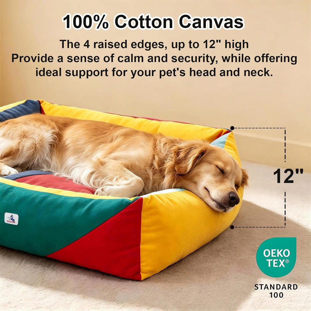 Cotton Canvas Dog Bed (290gsm Thick) 38"x30"x12" Durable Waterproof