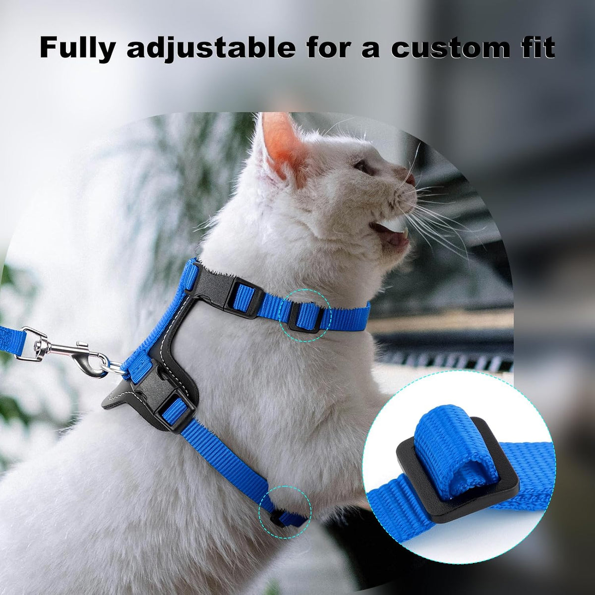 Plutus Pet Adjustable Cat Harness and Leash Set, with Leather Trim