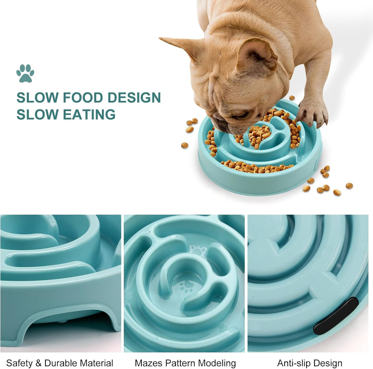 Slow Feeder Dog Bowls Puzzle Dog Bowl with Anti-Slip Slow Feeder & Non-Slip Design, Boredom and Anxiety Reducer Suitable for All Breed Dogs and Cat