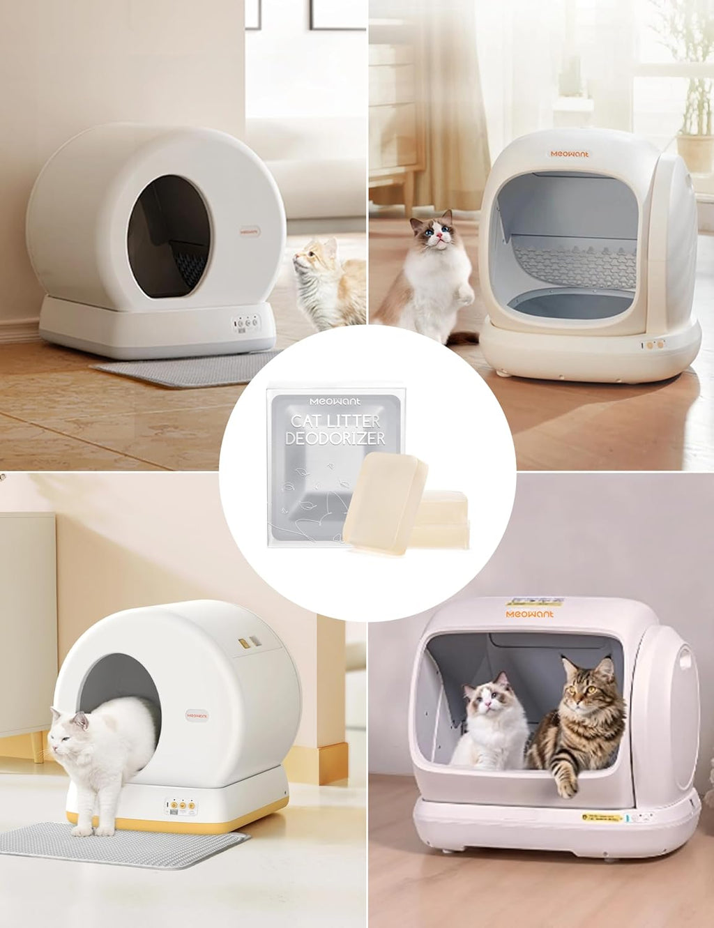 Meowant Pet Odor Eliminator, Automatic Cat Litter Box Odor Deodorant Gel