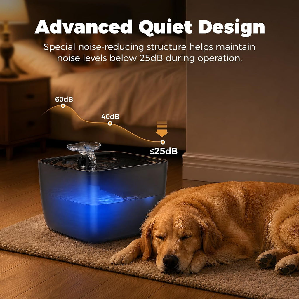 Pet Water Fountain for Large Dogs & Cats, 7L/1.84Gal, Quiet Automatic Pump