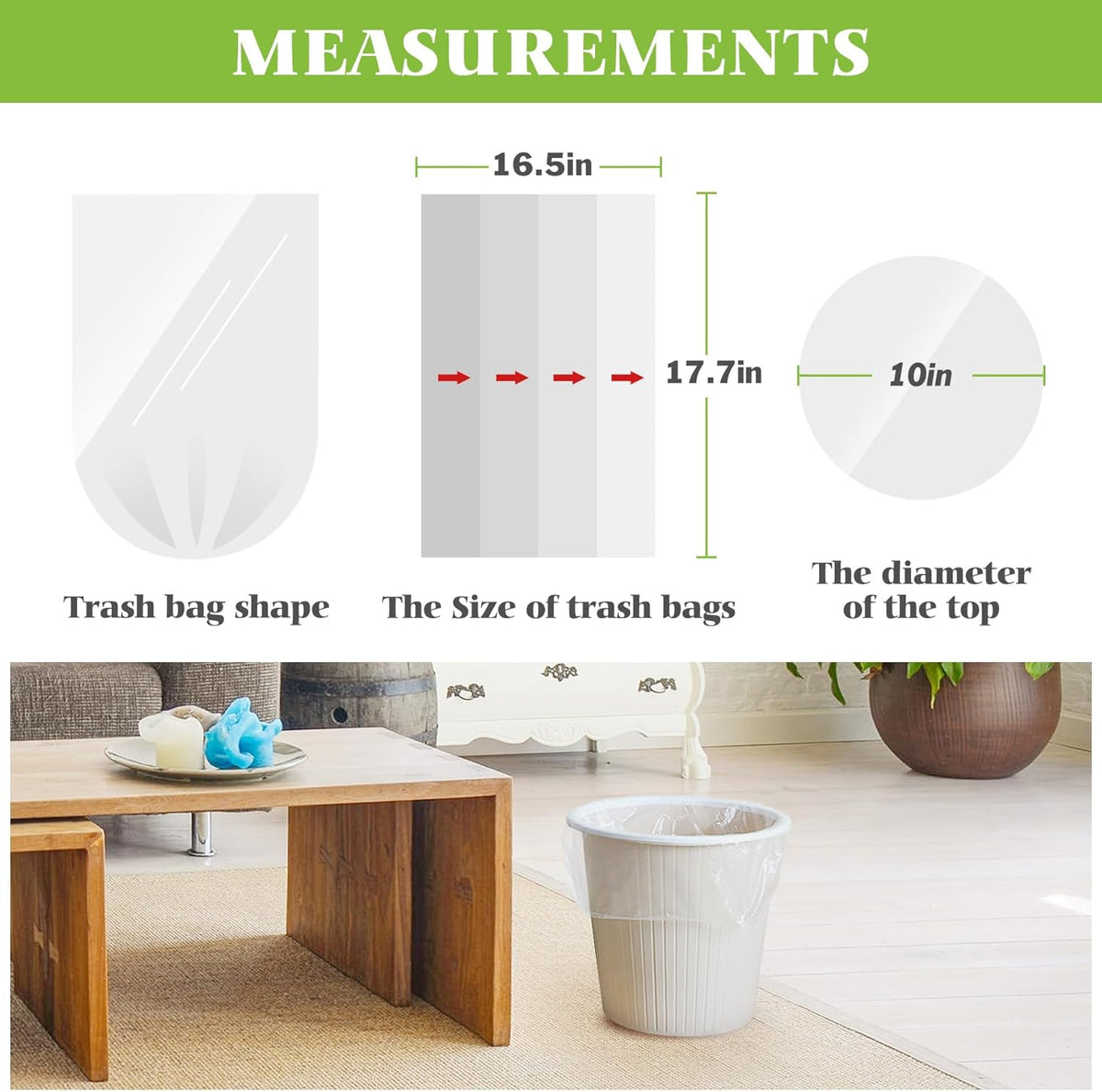 Teivio Small Clear Trash Bags 1.8 Gallon 180 Count Bathroom Garbage Bags | Fit 5-8 Liters,1.5,1.6,1.8,2Gal,Mini Plastic Waste Basket Bins Can Liners for Home Bathroom Office Car dog poop bags