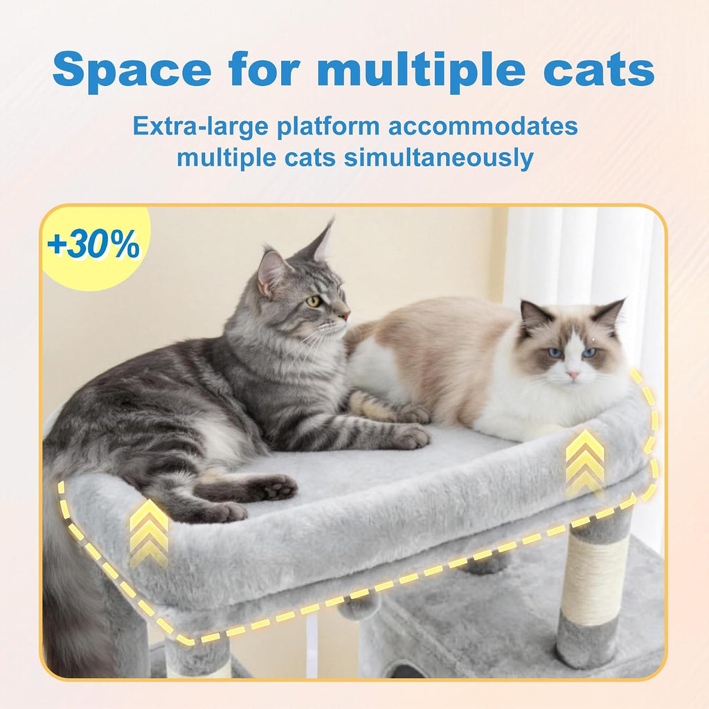 Hey-brother Cat Tree Tower with Sturdy Wide Base, Large Platforms, MPJ083W