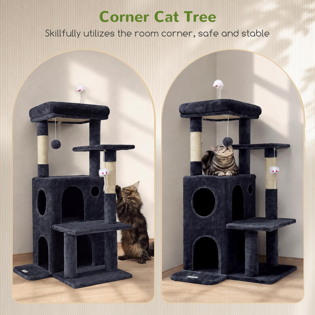Globlazer Cat Tree Tower for Indoor Cats Large Adult, FC50, Dark Grey