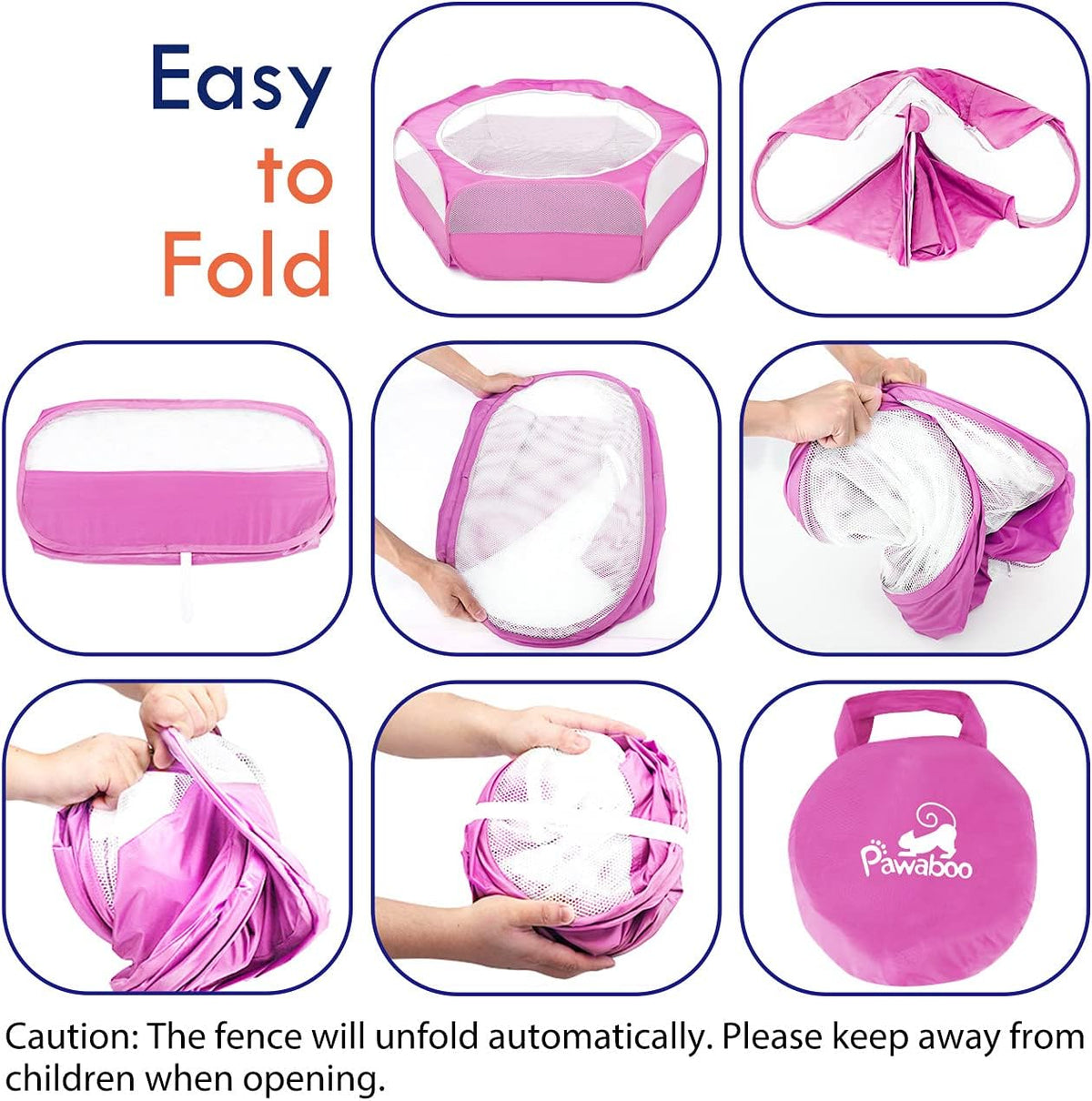 Pawaboo Small Animal Playpen, Waterproof Portable Pet Cage Tent, Rose Red