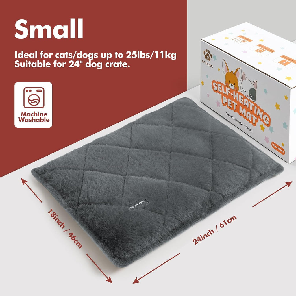 Mora Pets Self Heating Cat Bed,Self Warming Fur Cat Bed 24 x 18 Inches