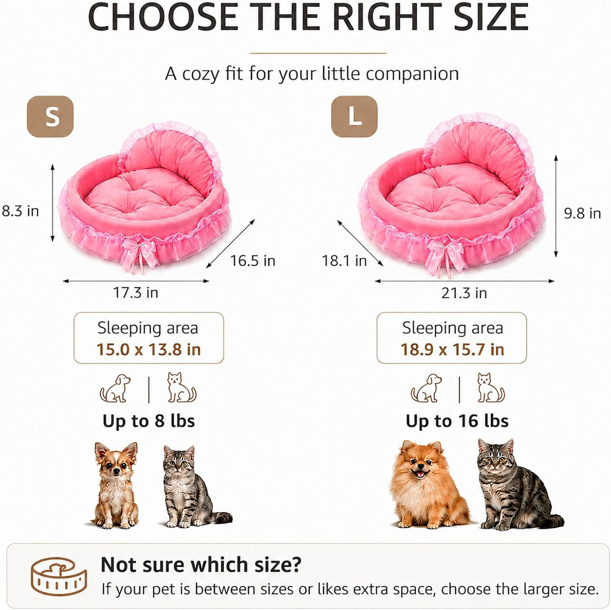 Pink Dog Bed Washable Princess Cat Couch Soft Plush Pet Sofa Nest Mat Snuggle Kitten Puppy Cave Beds Cute Cozy Kitten Doggy Kennel Cushion Small Medium Dogs Cats Sleeping Pad (L, Pink)