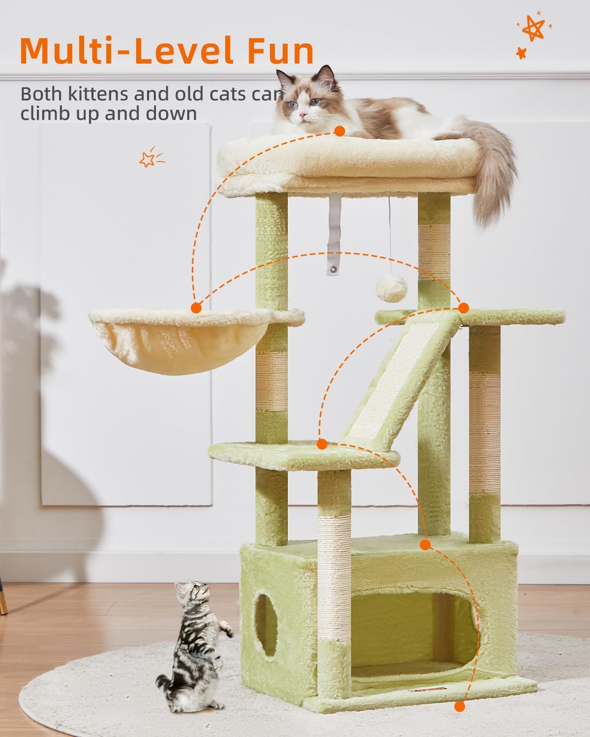 Taoqimiao Cat Tree, 38.5In Cat Tower for Indoor Cats, Suitable for Kittens