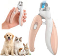 Dog & Cat Nail Clippers with LED Light, Illuminates Nails Helps See Quick, Pet Nail Trimmer with Sharp Stainless Steel Blades, Nail Catcher, Safety Lock for Dogs, Cats, Rabbits, Guinea Pigs (Pink)