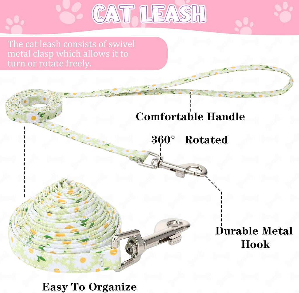 2 Pack Floral Cat Harness and Leash Escape Proof Adjustable Kitten Harness