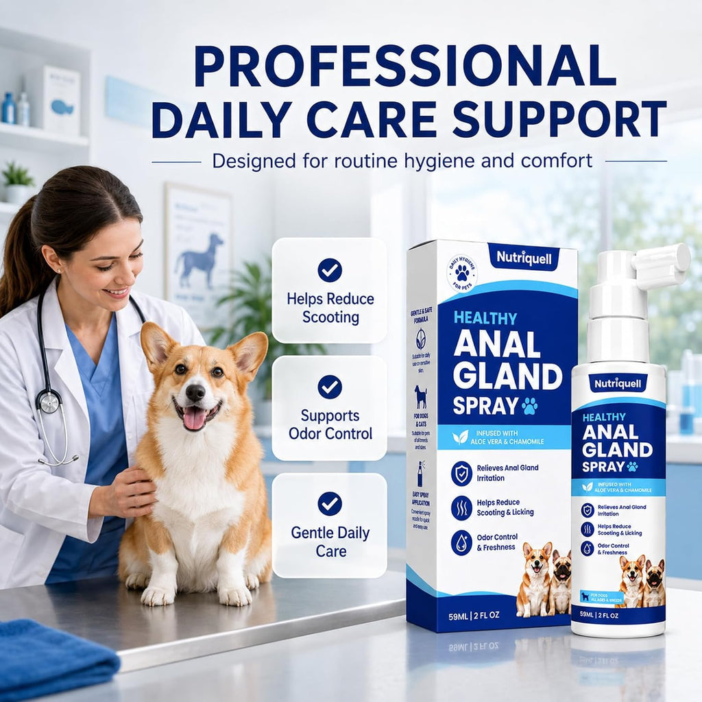 Anal Gland Spray for Dogs & Cats, Helps Relieve Anal Gland Irritation, Reduces Scooting & Licking, Odor Control Spray for Pets, Gentle Formula for Daily Hygiene Care, 2 Pack, 2 FL OZ Each