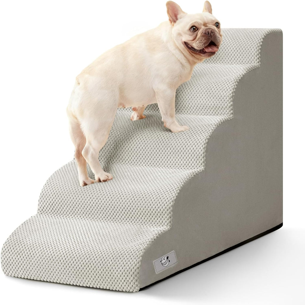 Dog Stairs for High Beds 22.4" H,5-Step Pet Ramp for Small & Medium Dogs