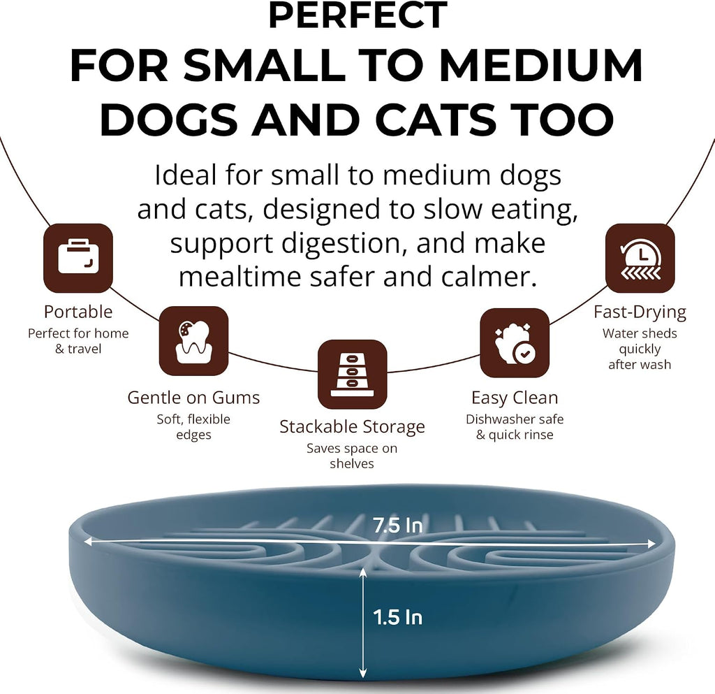 Silicone Slow Feeder Dog Bowls for Small Dogs & Puppies, Slow Eating Bowl