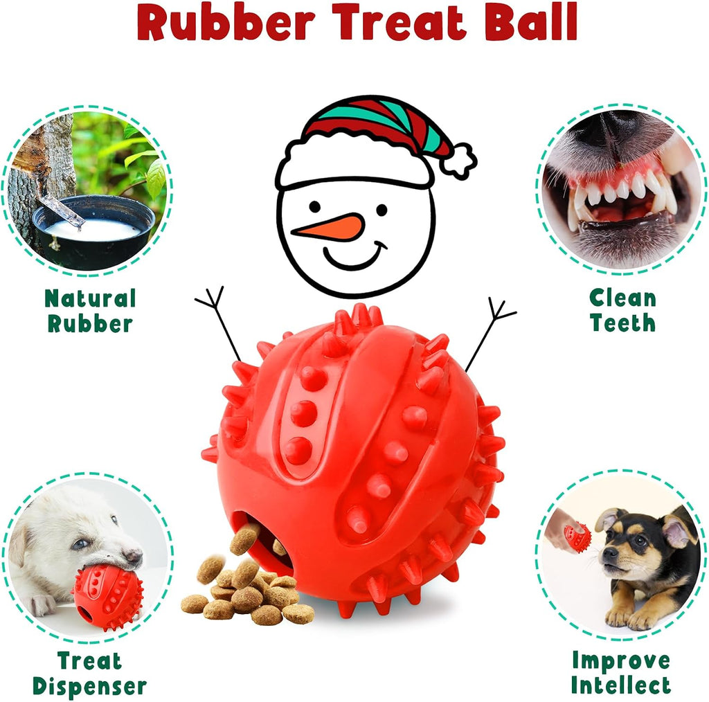 Zeaxuie Dog Chew Toys for Xmas - 9 Pack Santa Puppy Toys for Teething Small Dogs with Rope Toys, Treat Ball and Squeaky Dog Toys