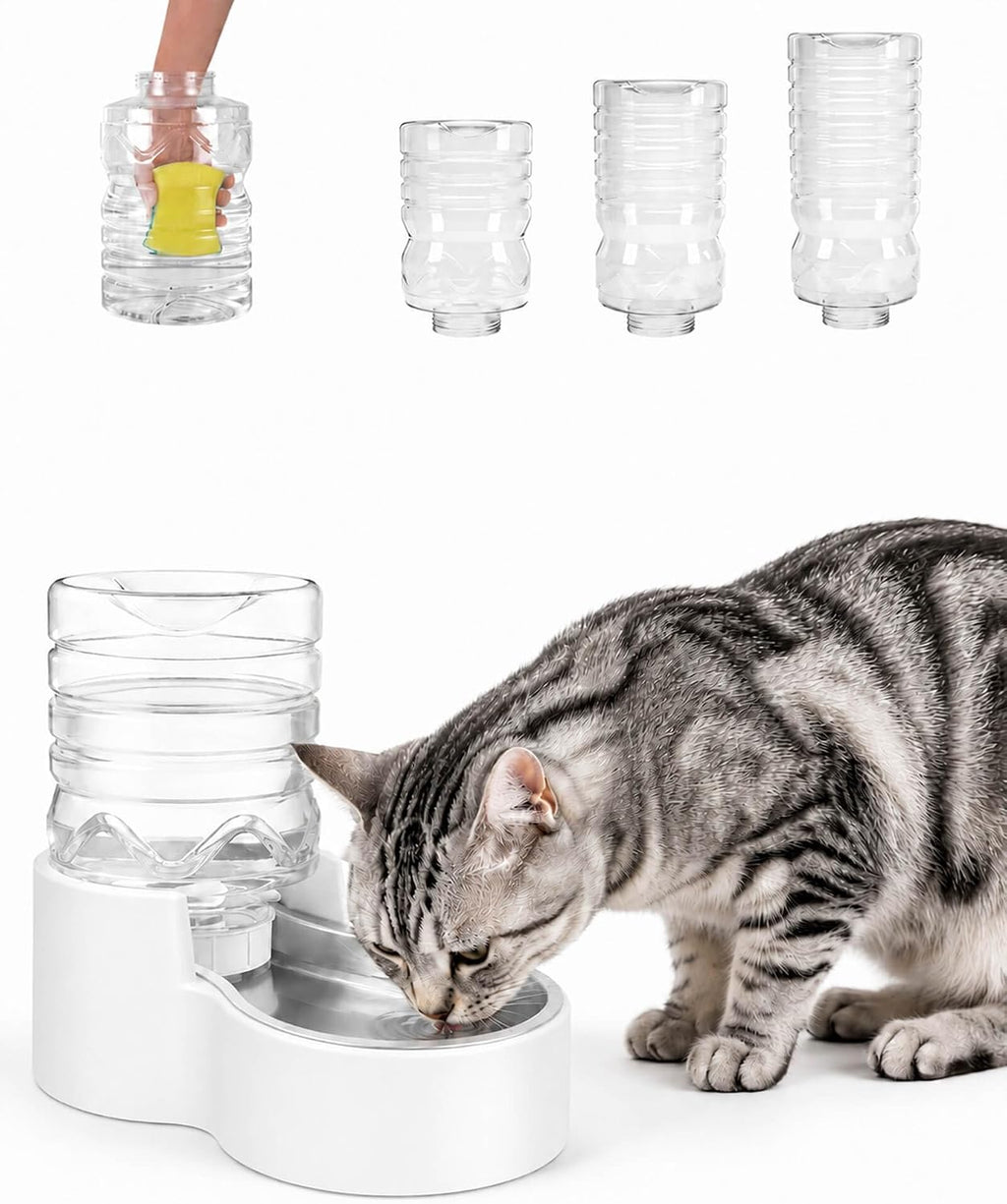 Heouvo 1.3 Gal Gravity Cat Water Dispenser, Wide-Mouth, No Filter, White