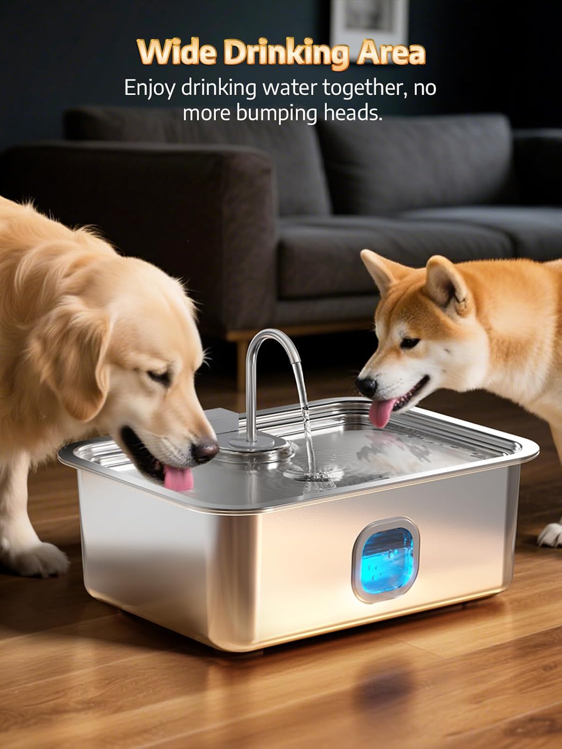 4.2Gal Dog Water Fountain for Large Dogs, 16L Dog Fountain Water Bowl