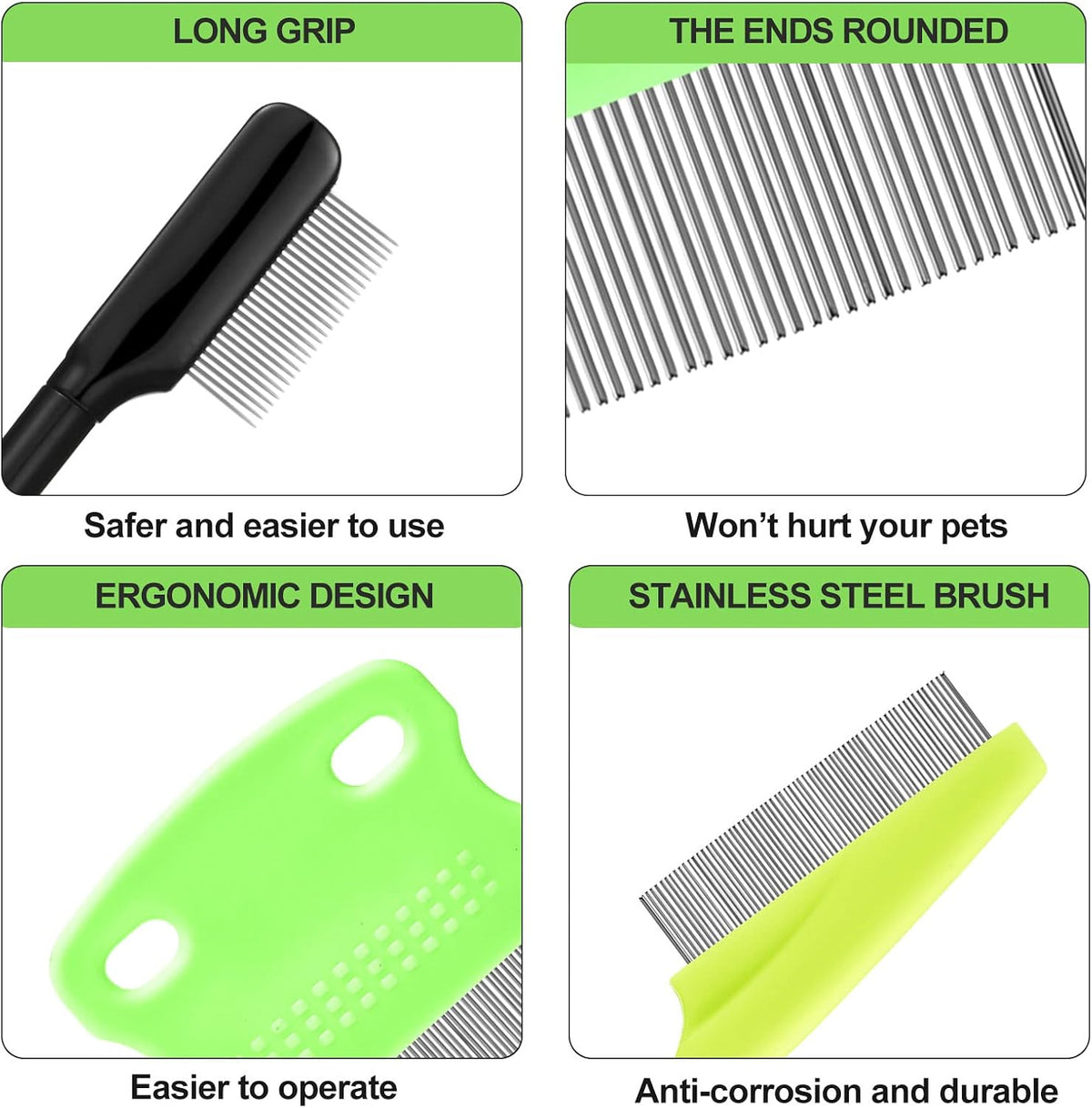 Boao 5 Pcs Dog Eye Comb Tear Stain Remover Grooming, Green, Black