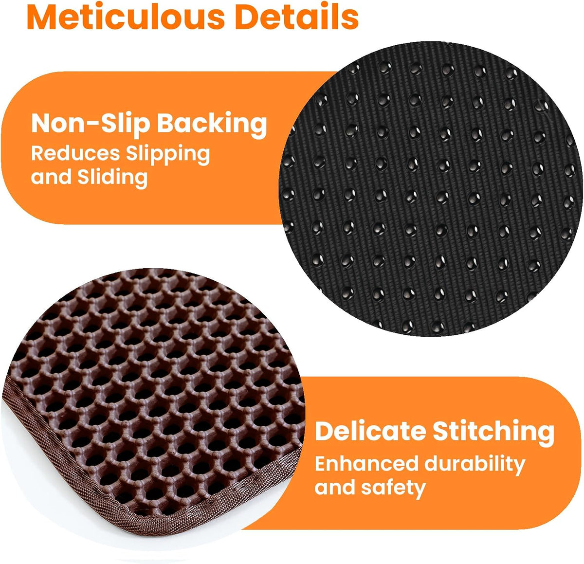 Cat Litter Mat, Double Layer Honeycomb Litter Box Mat | 24x18”, Efficient Litter Trapping, Easy to Clean, Waterproof, Non-Slip, Soft on Paws, Scratch Resistant, Brown, Large