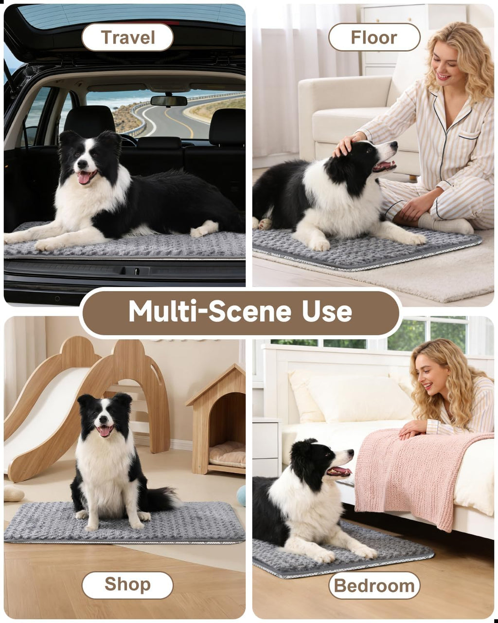 XXXL Dog Bed for Crate Pad, High Resilience Foam Mat Bed, 53x36,Dark Grey