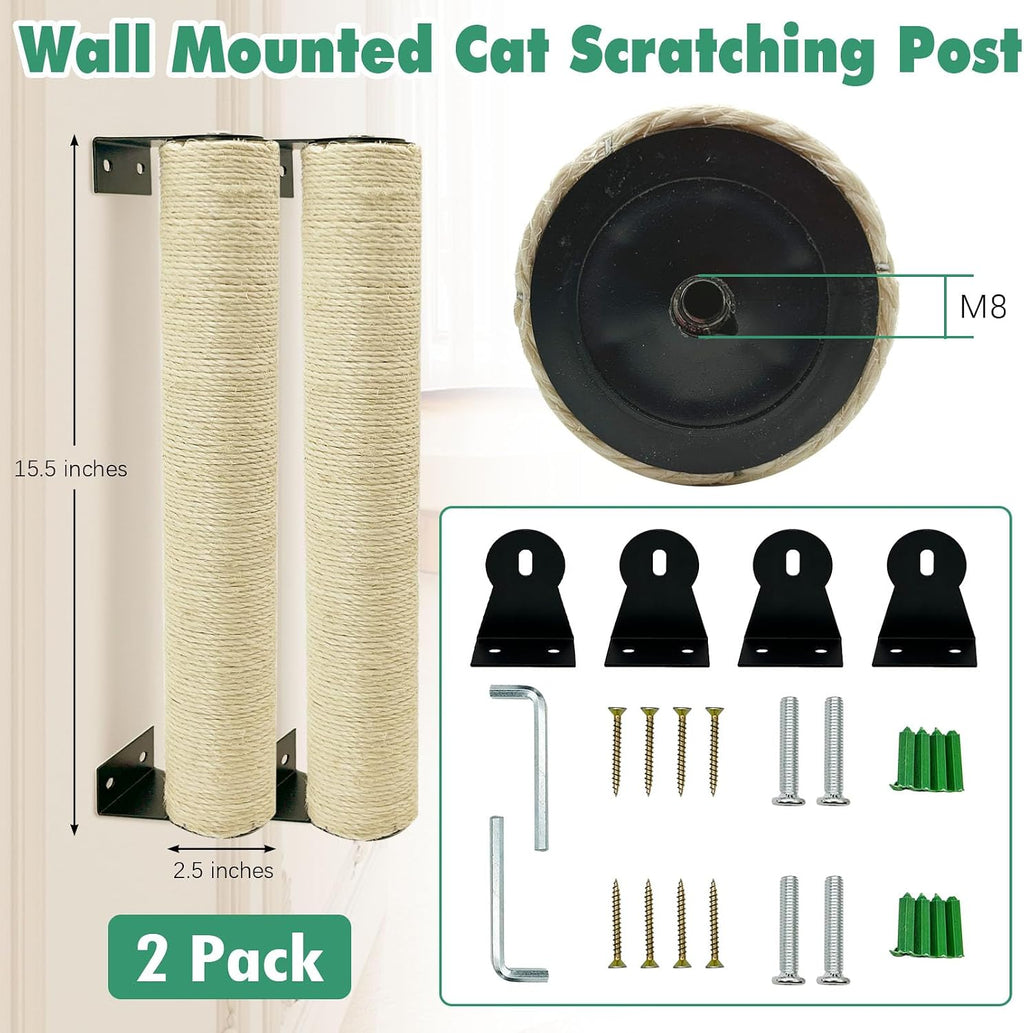 Wall Mount Cat Scratcher 16 Inches Scratching Posts for Cats 2 Pack