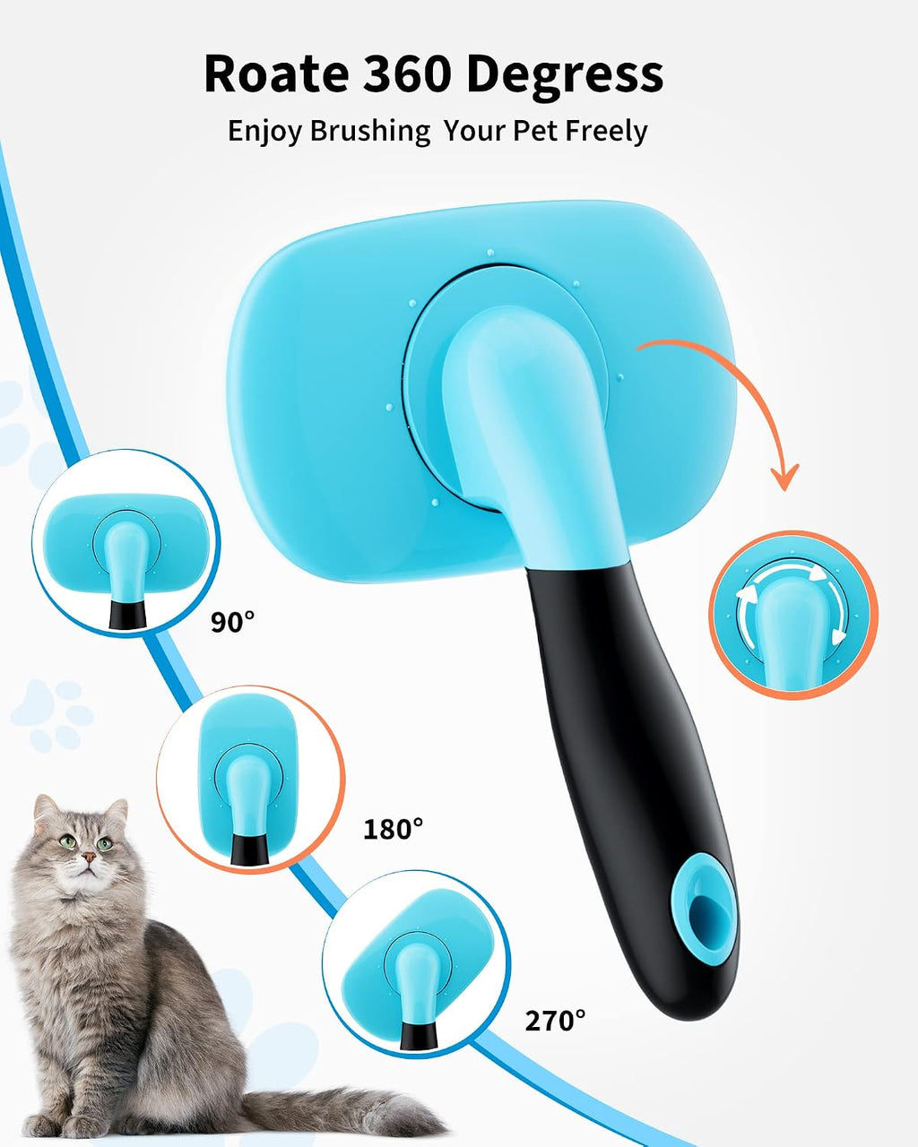 Glendan Dog & Cat Brush- Slicker Pet Brush- Shedding Grooming Tools (Blue)