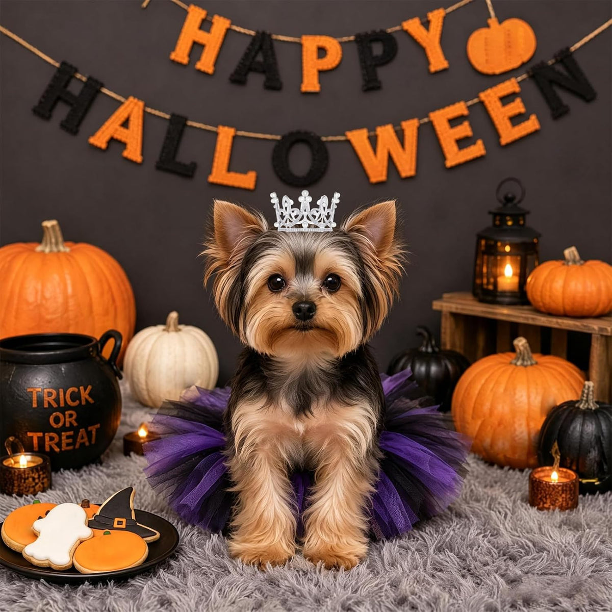 2 Pcs Dog Tutu Dress with Pearl Crown for Small Pet Cat Dog