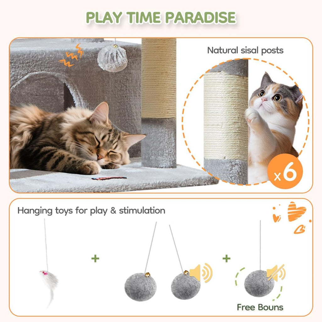 Taoqimiao 79in Cat Tree, Tall Large Cat Tower for Indoor Adult Cats S10W