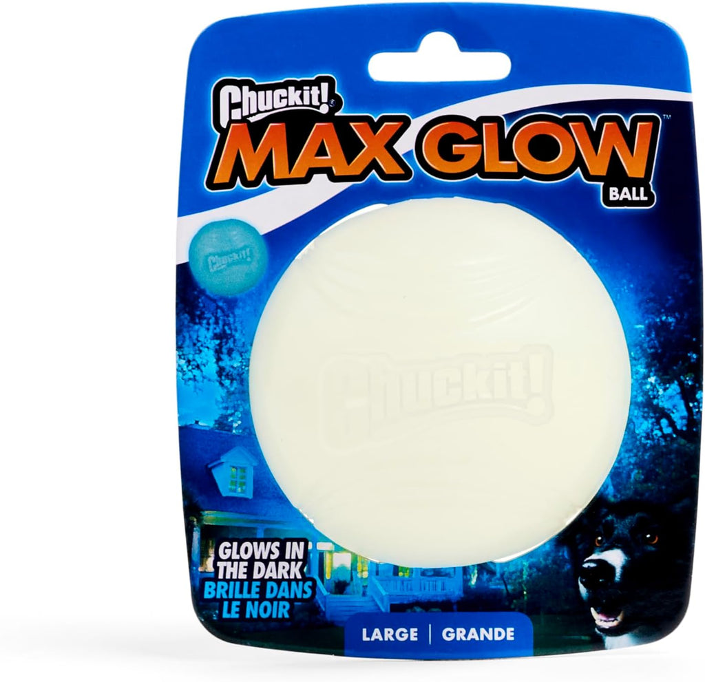 Chuckit! Glow in the Dark Bouncy Ball for Dogs, Dog Toy, Max Glow Balls, 3 Inch, Large (Pack of 12)