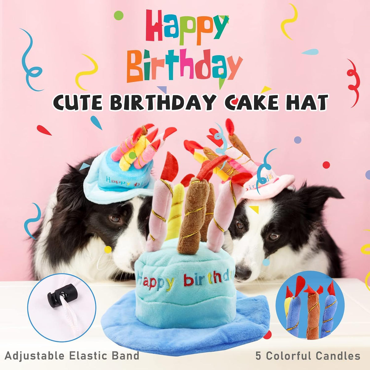 lilfrd 9Pcs Blue Dog Birthday Toy Set, Squeaky Hat Bandana Gift for Dogs | Birthday Gift Pack, Soft Plush, Small Medium Puppy Friendly